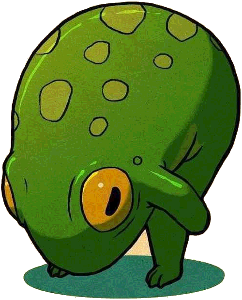 frog with its head down, thinking