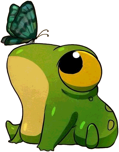 frog sitting with a butterfly