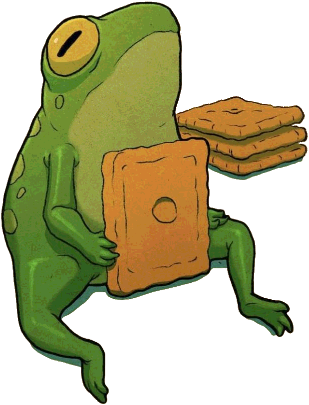 frog eating crackers
