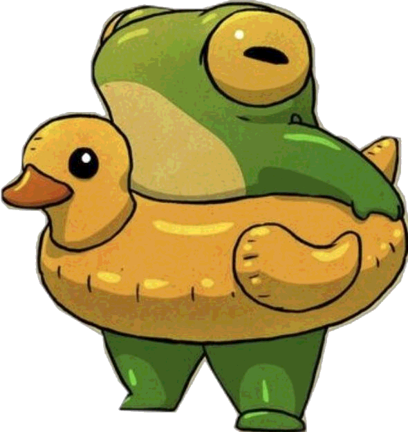 frog in a duck float